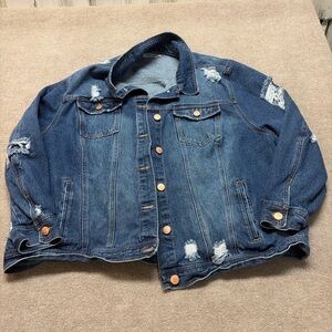 Refuge+ Distressed Denim Jacket
Women’s Size 3X